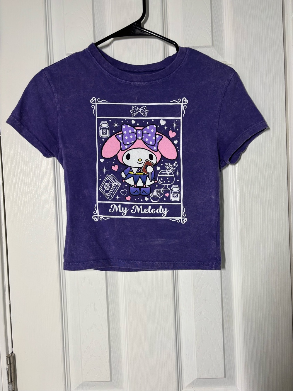 Sanrio My Melody Purple Graphic Crop Top with Pink Accents